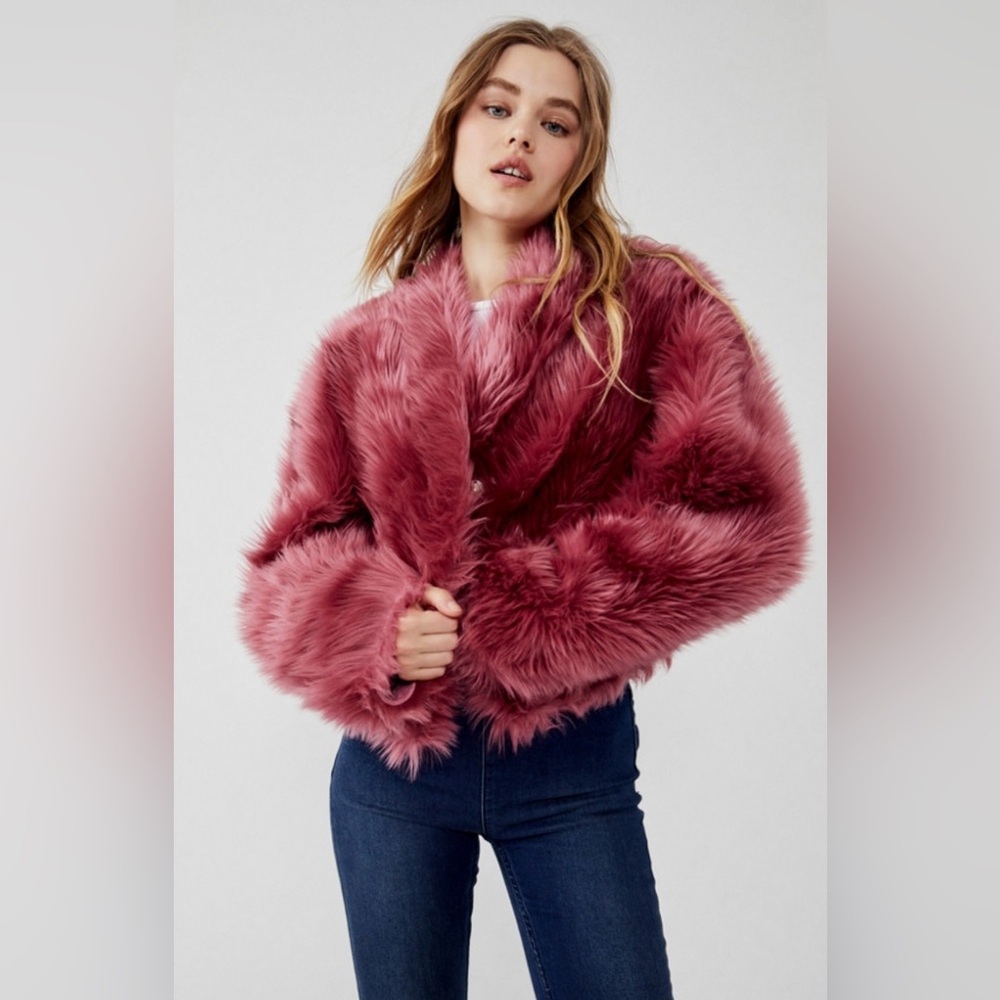 We the Free by Free People | All Night Faux Fur Oversized Jacket | Rose | S